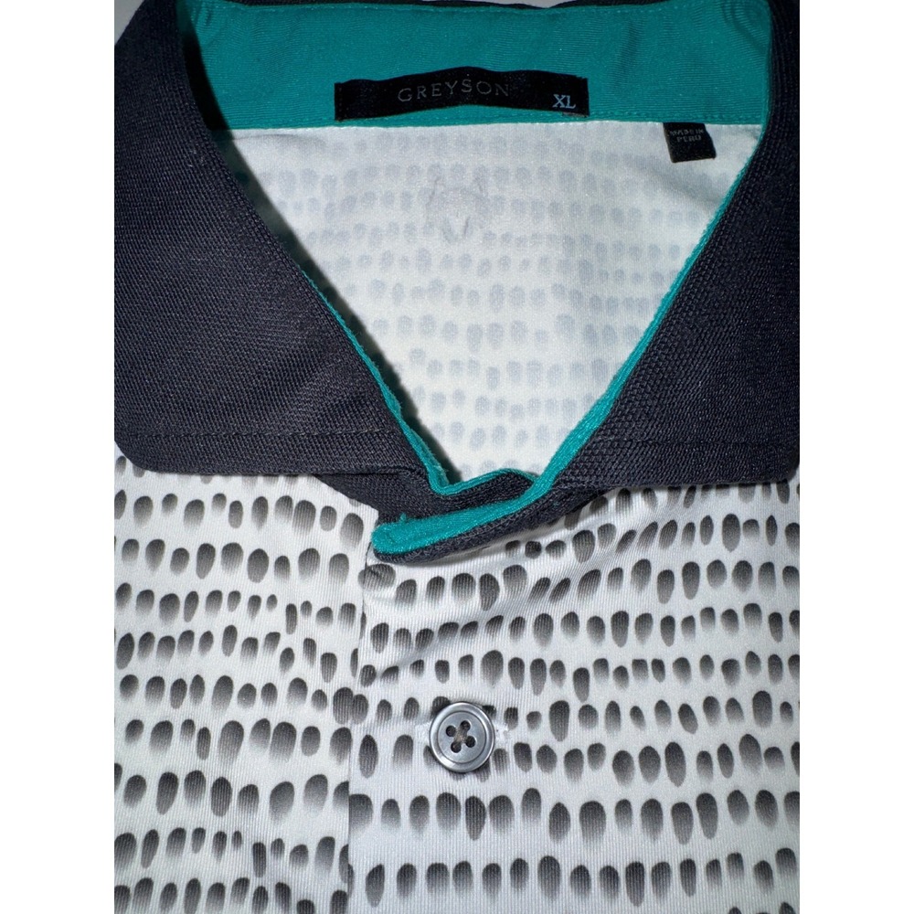 Greyson Mens XL Trump National Los Angeles Golf Polo Shirt White Black Print - Picture 6 of 8